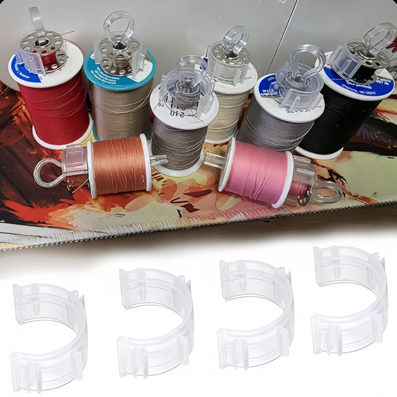 Embroidery Threads - 64個入り 糸を清潔に保つクリアボビンホルダー、刺繍プロジェクトに最適、ボビンの巻き戻りを防ぎ、糸の整理に便利
