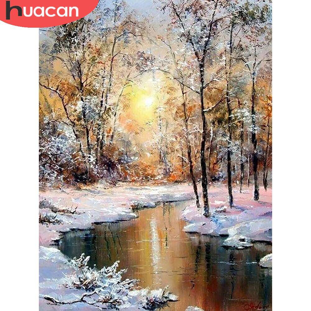 Embroidery Xmas - ダイヤモンド絵画Huacan-5d,家の装飾,動物,カエル,植物,フルスクエア,抽象的な色,DIY