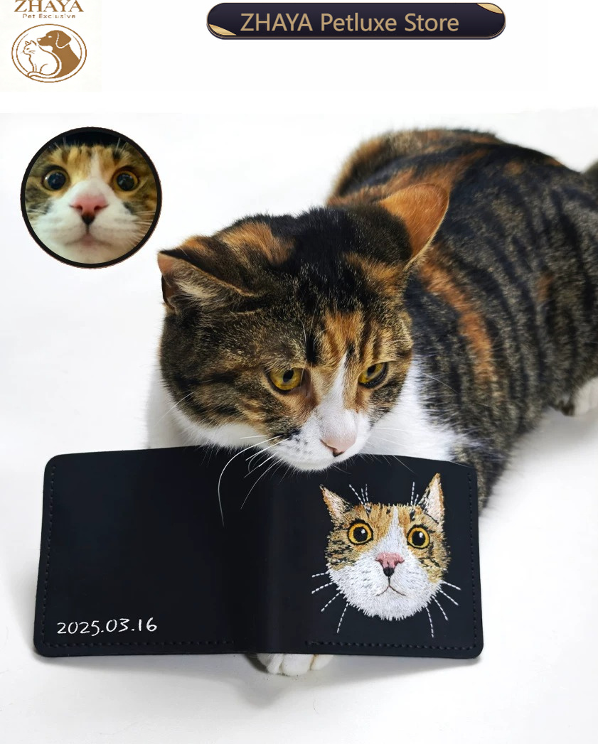 Embroidery Wallet - カスタム本革財布写真刺繍ペットカップルポートレート結婚記念日クリエイティブ誕生日ギフト ZHAYA