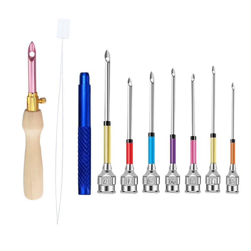 Punch Needle Handle - 1〜17のパンチ針キット,刺embroideryステッチツール,手縫い針,パッド付き