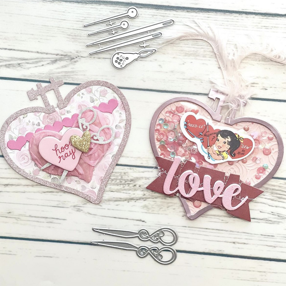 Embroidery Zone - Kscraft-ハート刺embroideryフープメタルカッティングディー、日曜大工のスクラップブッキングのための鉛筆、装飾的なエンボス加工、DIY紙カード