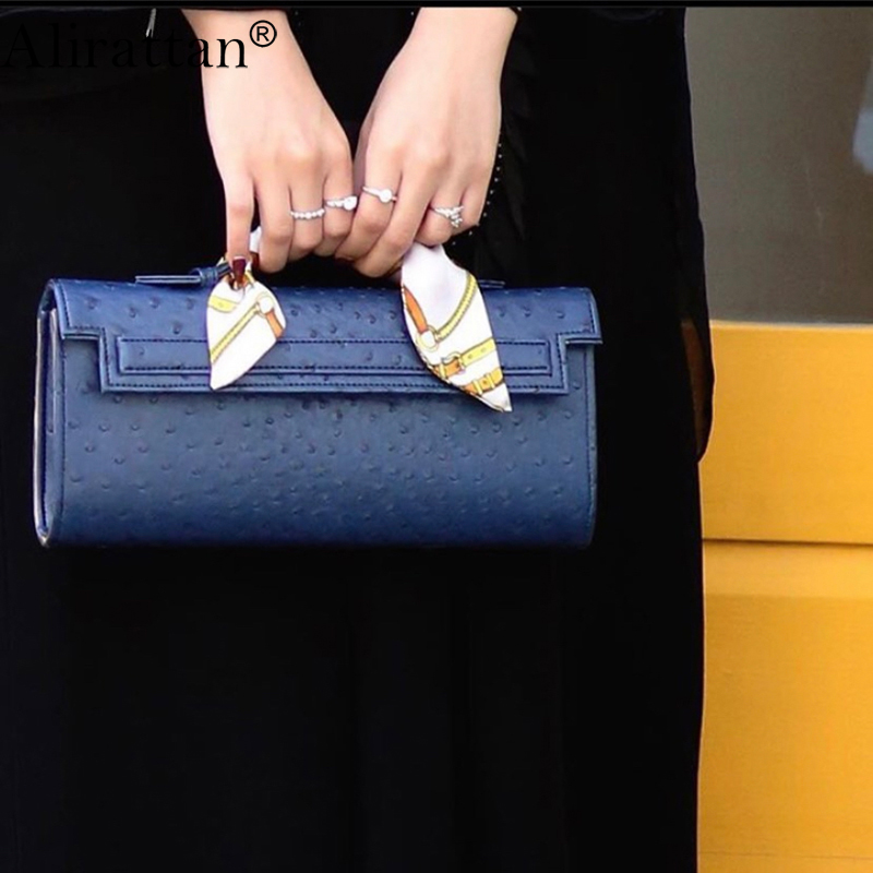 Embroidery Wallet - 女性の新しいダチョウ柄クラッチバッグファッション女性イブニングパーティーバッグ高品質レトロポータブルクラッチバッグトレンディな財布