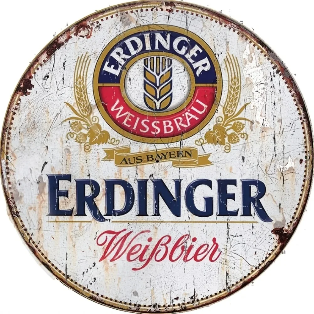 Embroidery Water - エルディンガー ビール ヴィンテージ ラウンド アルミニウム サイン