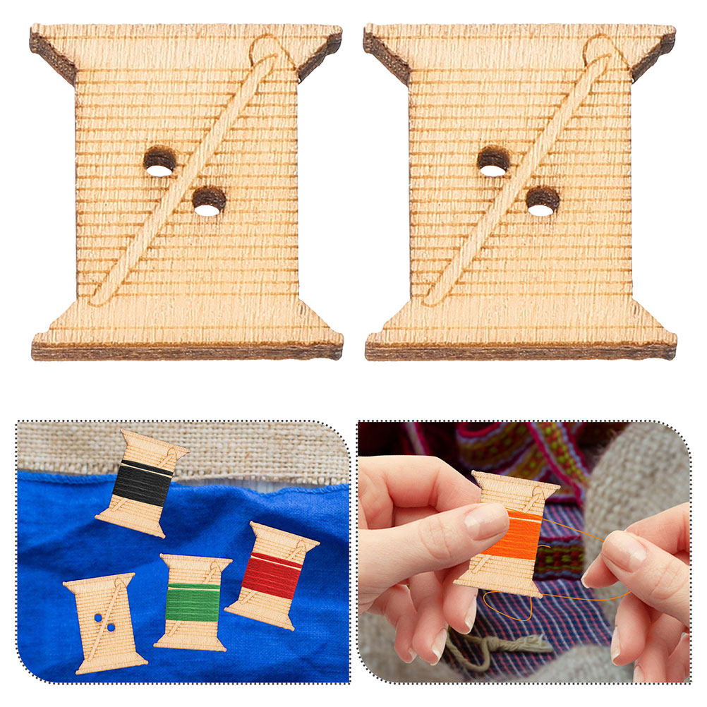 Embroidery Threads - 100個入り木製ミシン糸ボビン、ナチュラルカラー巻取りボード、刺繍糸・毛糸用糸オーガナイザー、クラフトツール