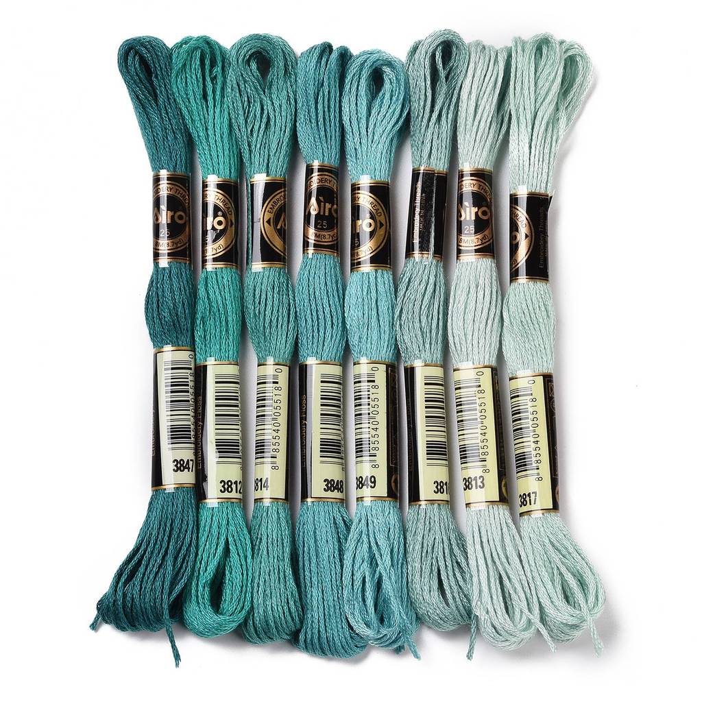 Embroidery Threads - 1セット8かせ0.5mm 6プライポリエステル刺繍糸クロスステッチ糸ビーズ用品用約8.75ヤード(8M)/かせ