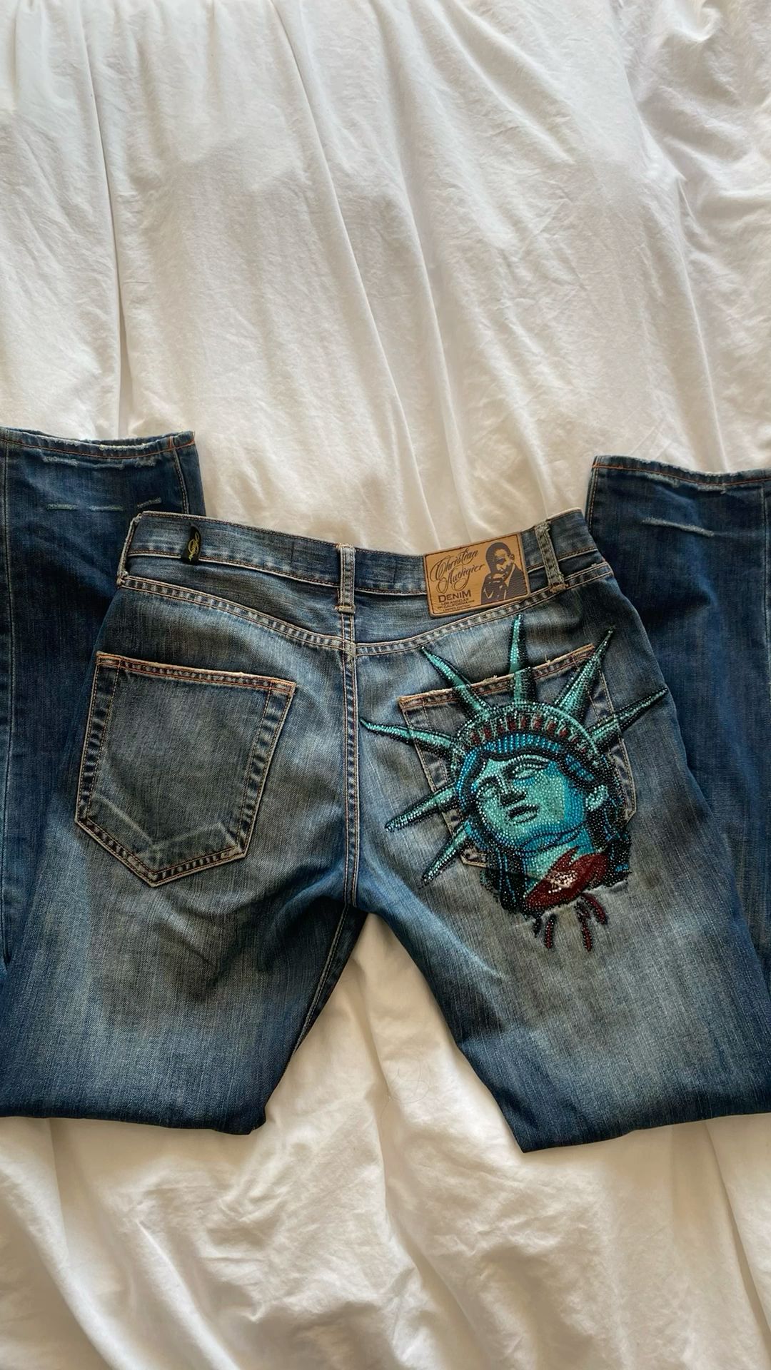 Y2K 2000年代 自由の女神 ダイヤモンド ジーンズ カ - Embroidery Jeans Sakura のレビューと価格