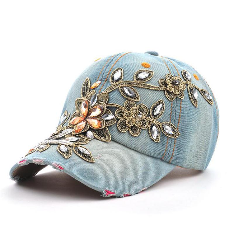 Cokk-女性の野球帽、刺embroidery花、デニムバッ - Embroidery Jeans Sakura のレビューと価格