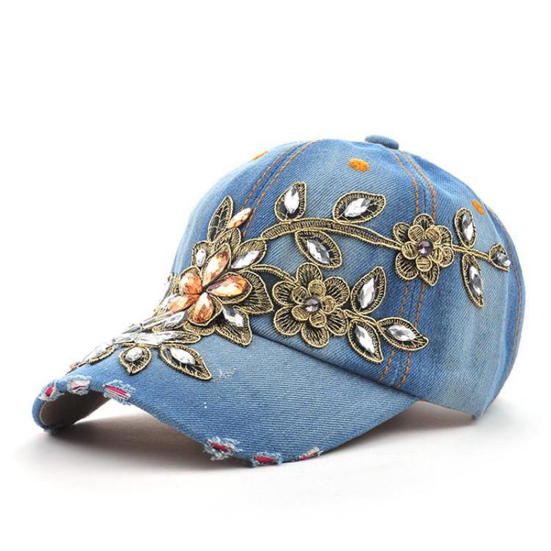 Cokk-女性の野球帽、刺embroidery花、デニムバッ - Embroidery Jeans Sakura のレビューと価格