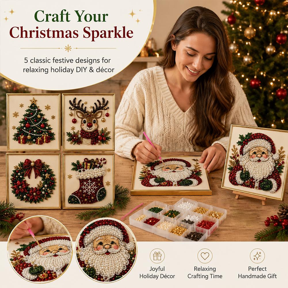 クリスマス サンタクロース パールアート DIYキット 額入 - Embroidery Xmas のレビューと価格