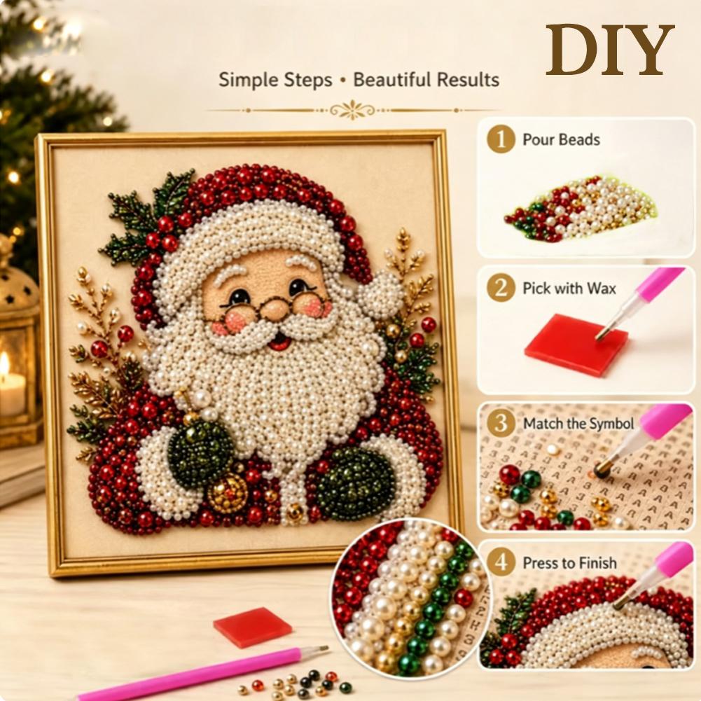 クリスマス サンタクロース パールアート DIYキット 額入 - Embroidery Xmas のレビューと価格