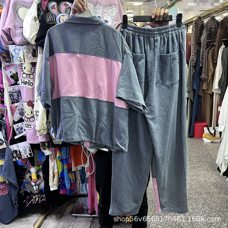 カラーブロック刺繍文字ルーズジップ半袖カーディガンコート+伸 - Embroidery Jeans Sakura のレビューと価格