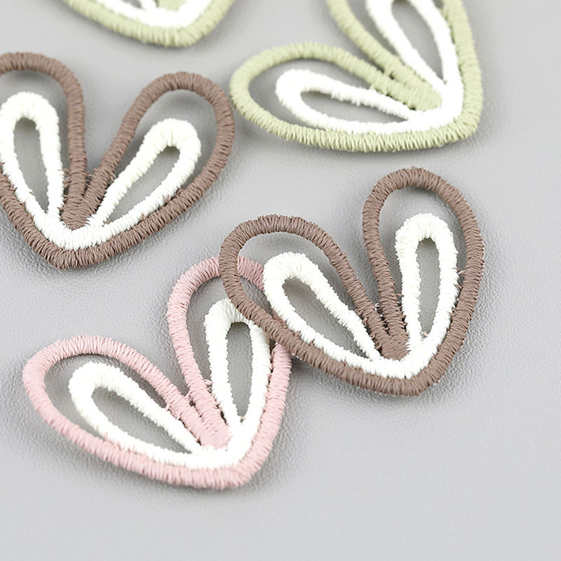 20個入りのかわいい刺繍入り中空ウサギ耳パッチ、DIYヘアク - Embroidery On Socks のレビューと価格