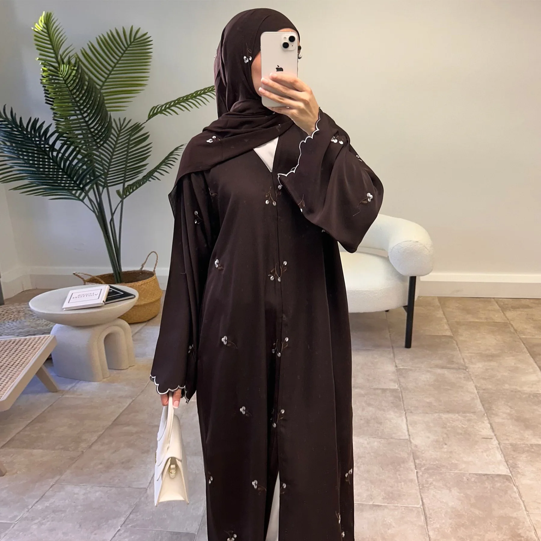 イード女性用刺繍アバヤ ムスリムカーディガンワンピース 礼拝 - Embroidery Kaftan のレビューと価格