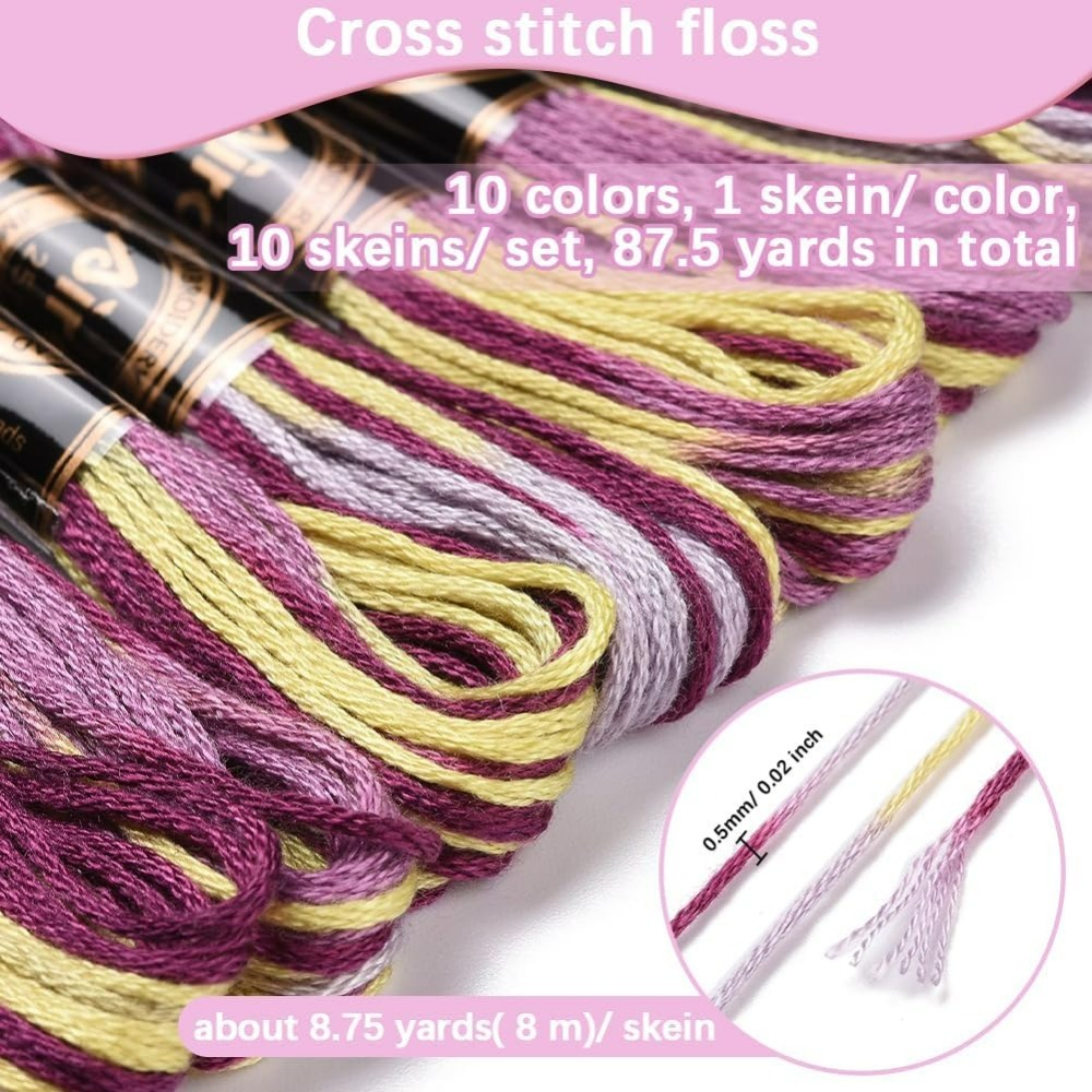 6 ストランド紫多彩な刺繍フロスグラデーションカラークロスス - Embroidery Threads のレビューと価格