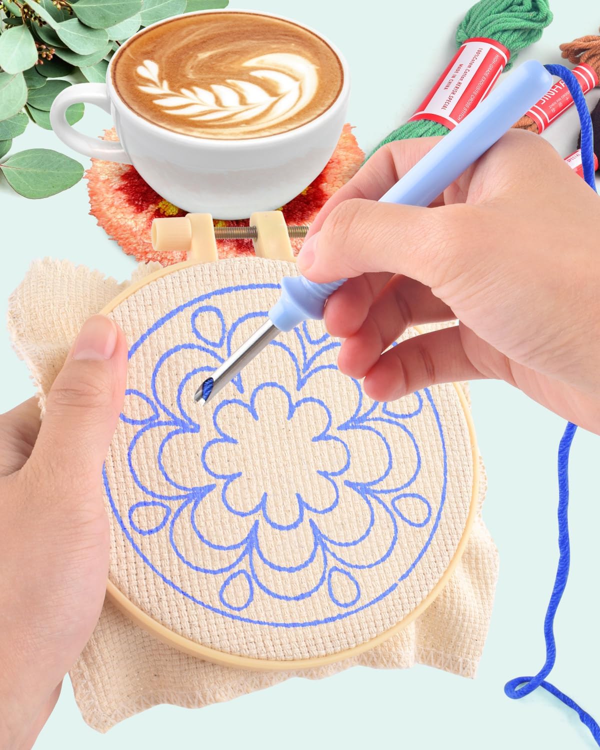6 個カエルパンチニードルコースターキット DIY コースタ - Punch Needle Handle のレビューと価格