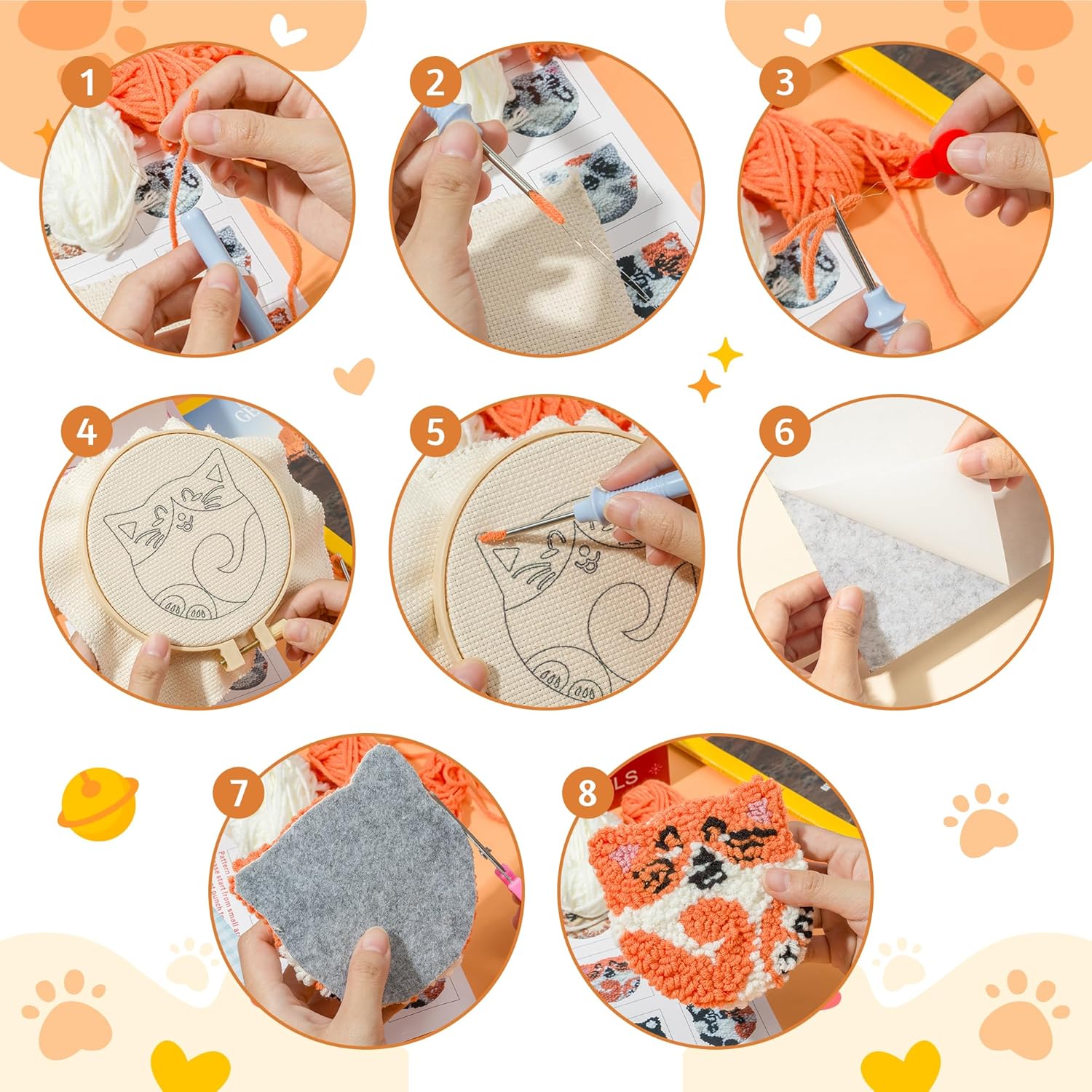6 個カエルパンチニードルコースターキット DIY コースタ - Punch Needle Handle のレビューと価格