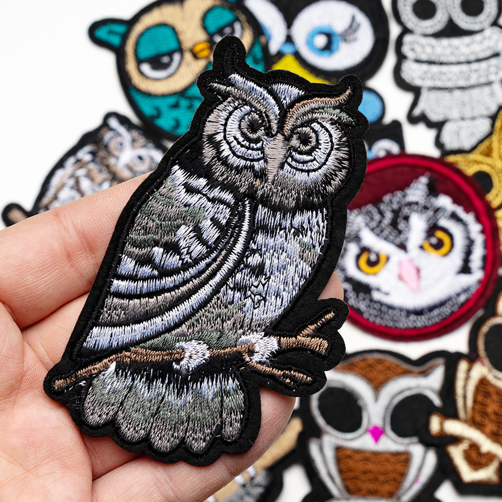 フクロウシルバーグレーテーマ縫製/アイロン刺繍パッチ DIY - Embroidery On Socks のレビューと価格
