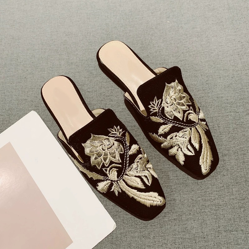2026 新しいレディースシューズレトロ刺繍ミューラースリッ - Embroidery Designer のレビューと価格