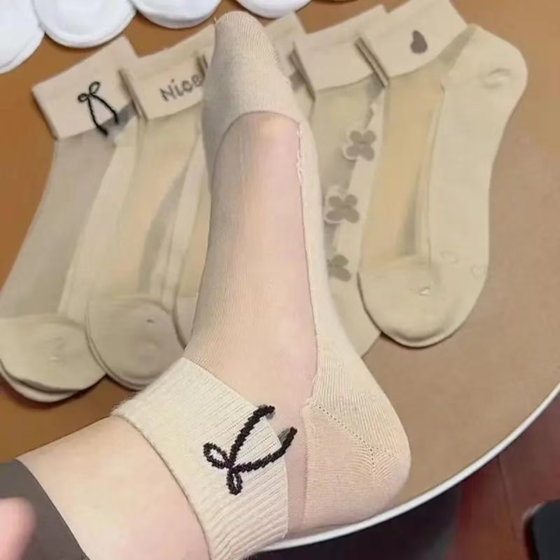 レディース シアー アイスシルク ポリエステル ボートソック - Embroidery On Socks のレビューと価格