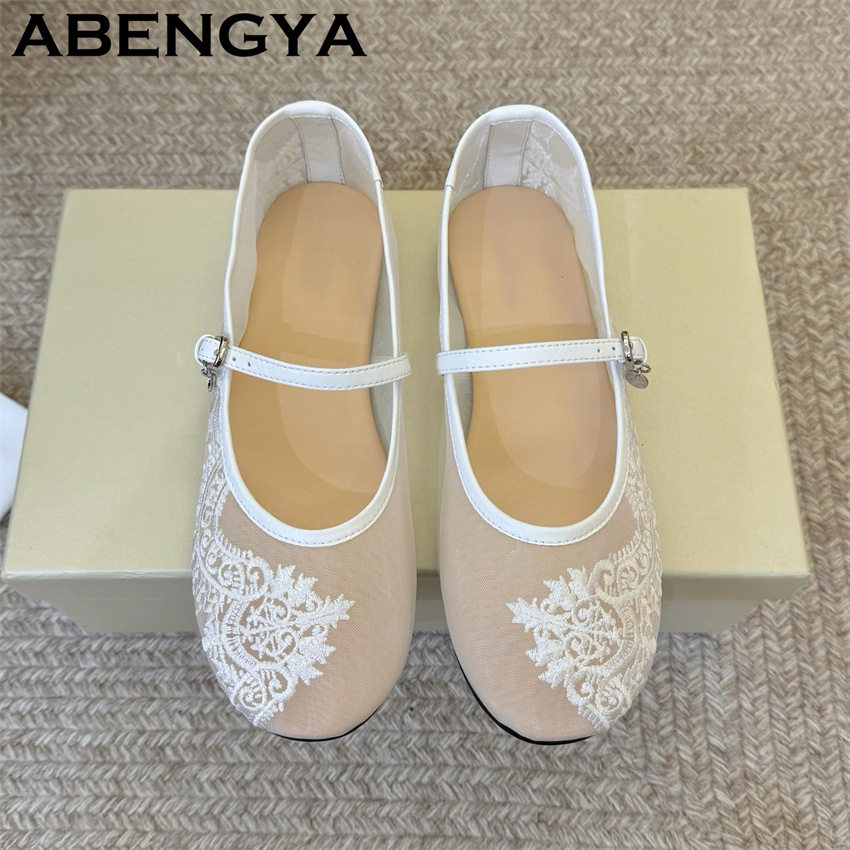 レース刺繍フラットシューズ女性のための 2026 夏バレエダ - Embroidery Designer のレビューと価格