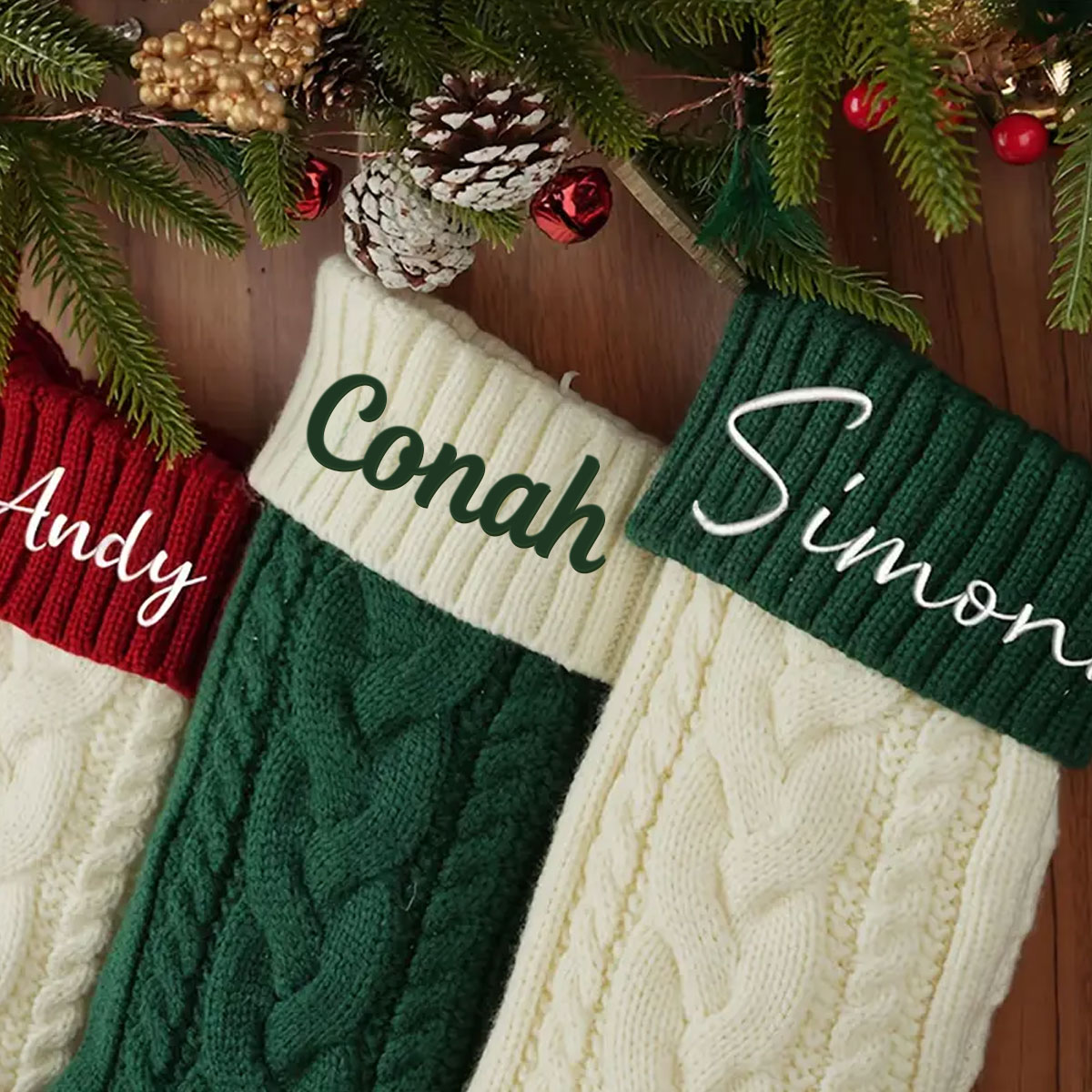 刺繍名入りヴィンテージ風クリスマスストッキング1個、ホリデー - Embroidery Xmas のレビューと価格