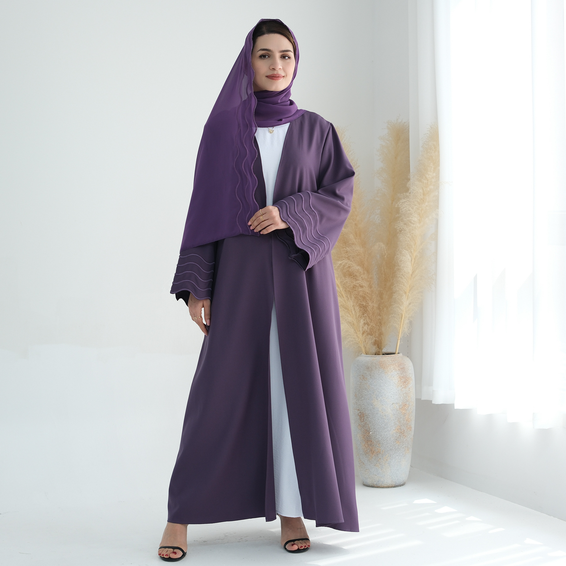 イード刺繍入りムスリム女性用ヒジャブドレスローブドバイアバヤ - Embroidery Kaftan のレビューと価格