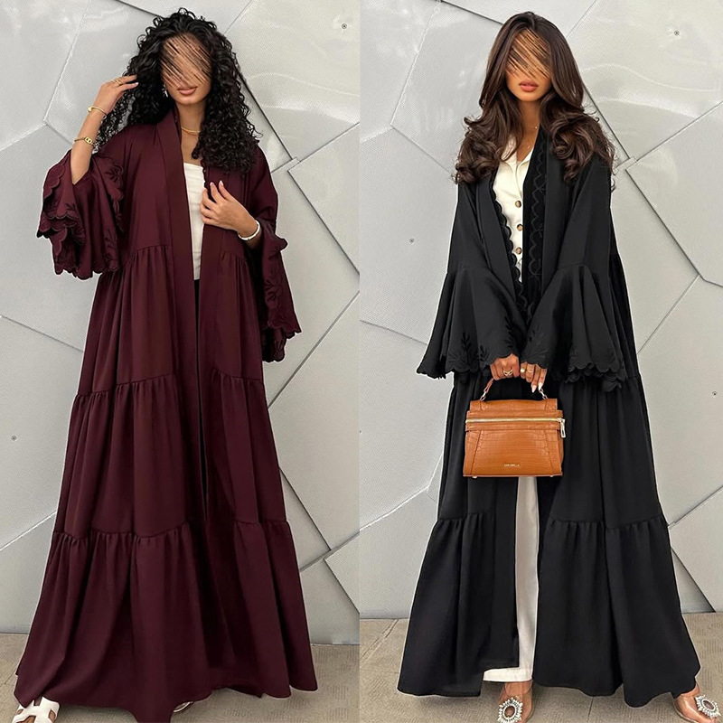 ムスリムヒジャブドレス 女性用 フレア袖 刺繍入りロングロー - Embroidery Kaftan のレビューと価格