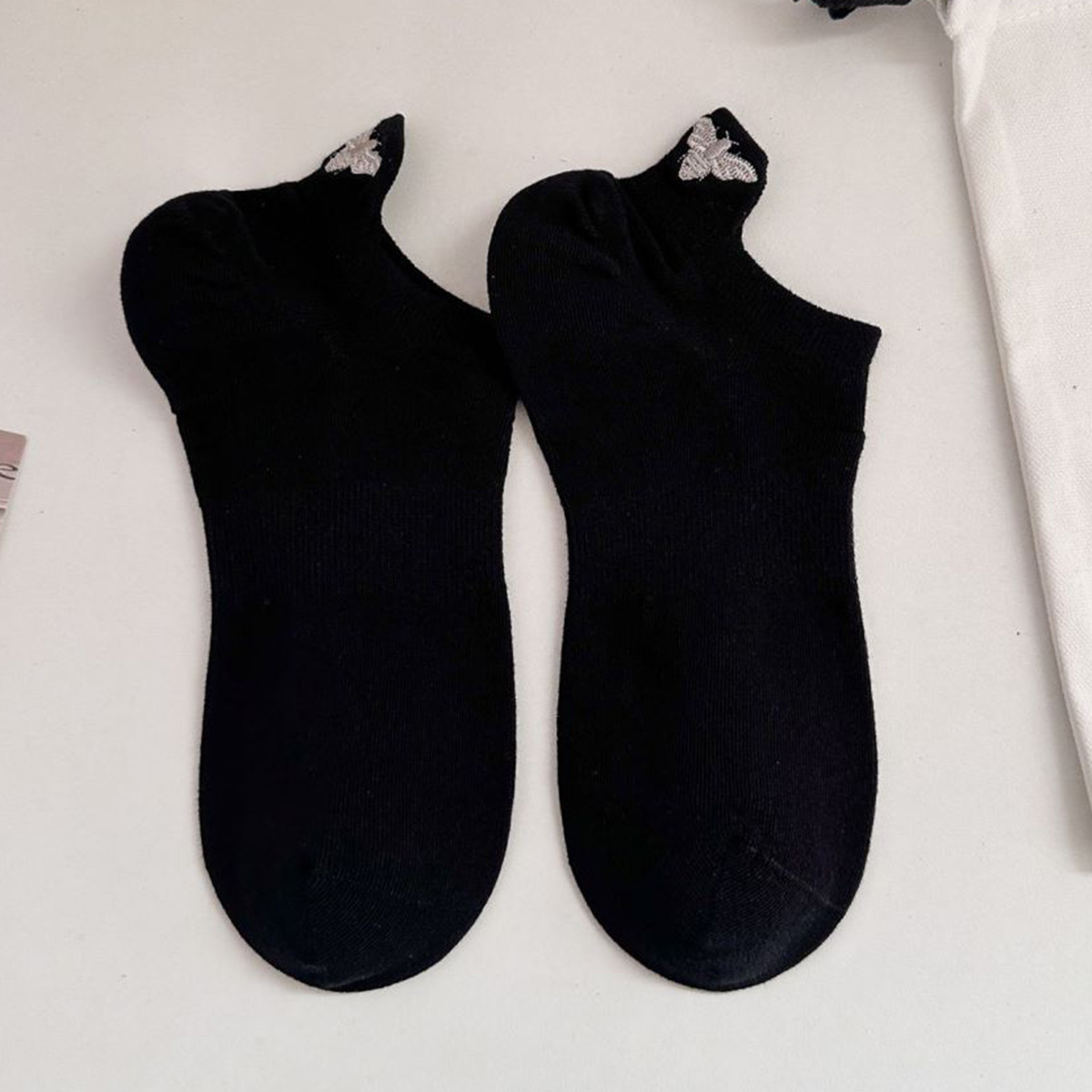 女性のための花の動物の刺繍が施された黒の靴下,短いスポーツソ - Embroidery On Socks のレビューと価格