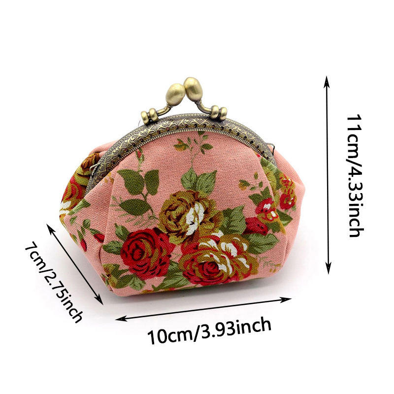 女性用ヴィンテージローズプリントキャンバス小銭入れ、キスロッ - Embroidery Wallet のレビューと価格