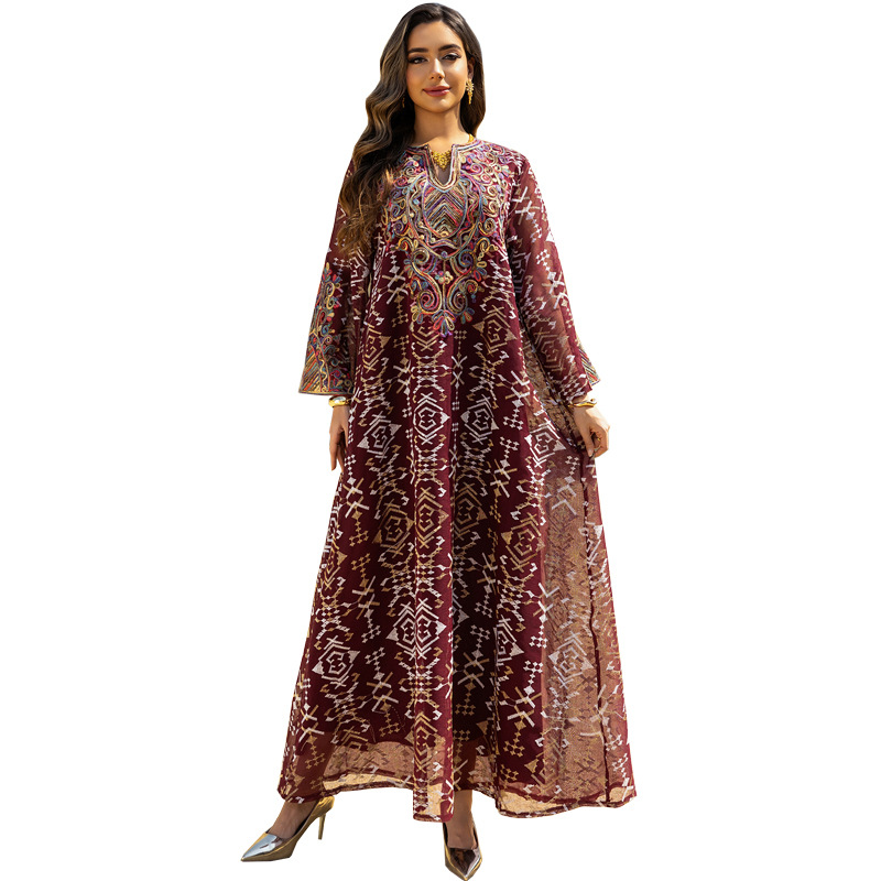 女性用イードドレス アバヤ ムスリム メッシュ刺繍 パーティ - Embroidery Kaftan のレビューと価格