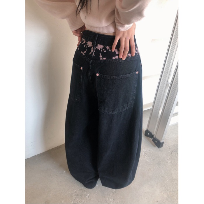 2026年春 ハイウエスト桜刺繍ワイドレッグジーンズ おしゃ - Embroidery Jeans Sakura のレビューと価格