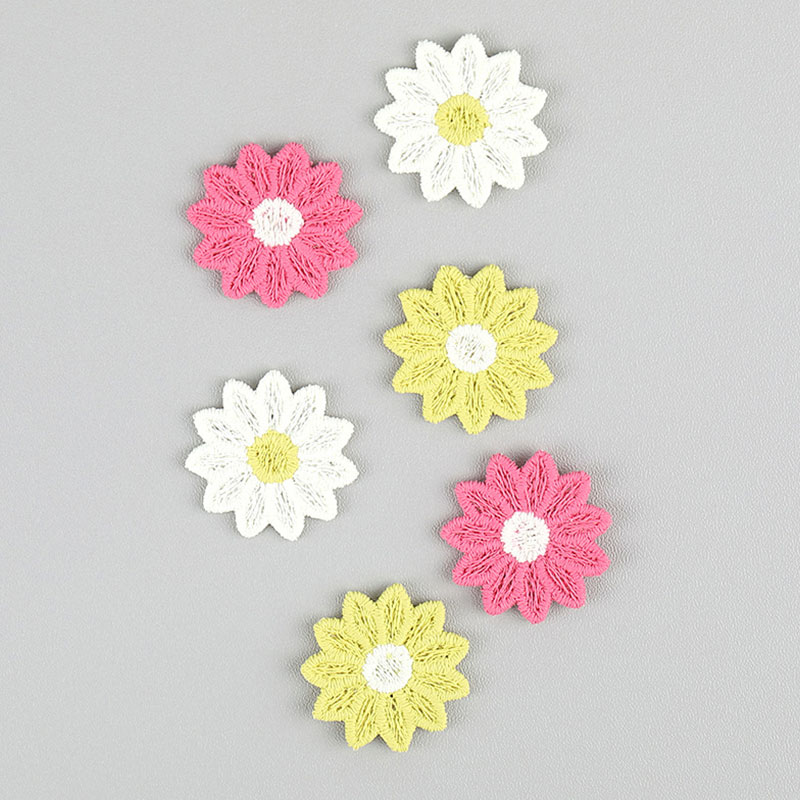 30個入り 2.5CM 刺繍入りひまわりアップリケ - ヘア - Embroidery On Socks のレビューと価格