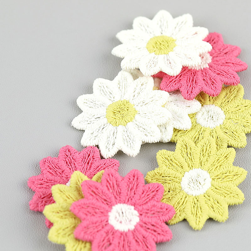 30個入り 2.5CM 刺繍入りひまわりアップリケ - ヘア - Embroidery On Socks のレビューと価格