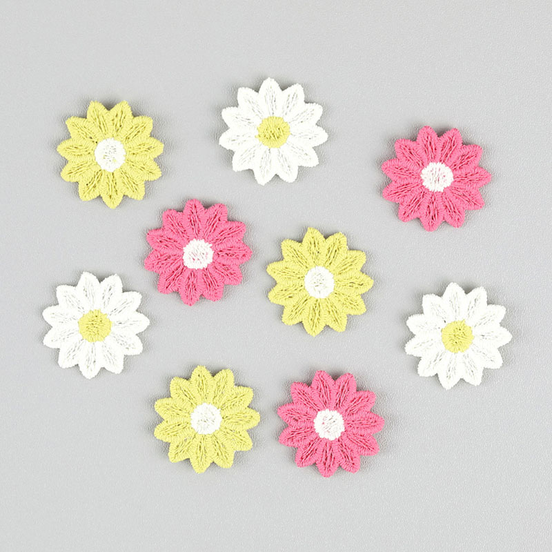 30個入り 2.5CM 刺繍入りひまわりアップリケ - ヘア - Embroidery On Socks のレビューと価格