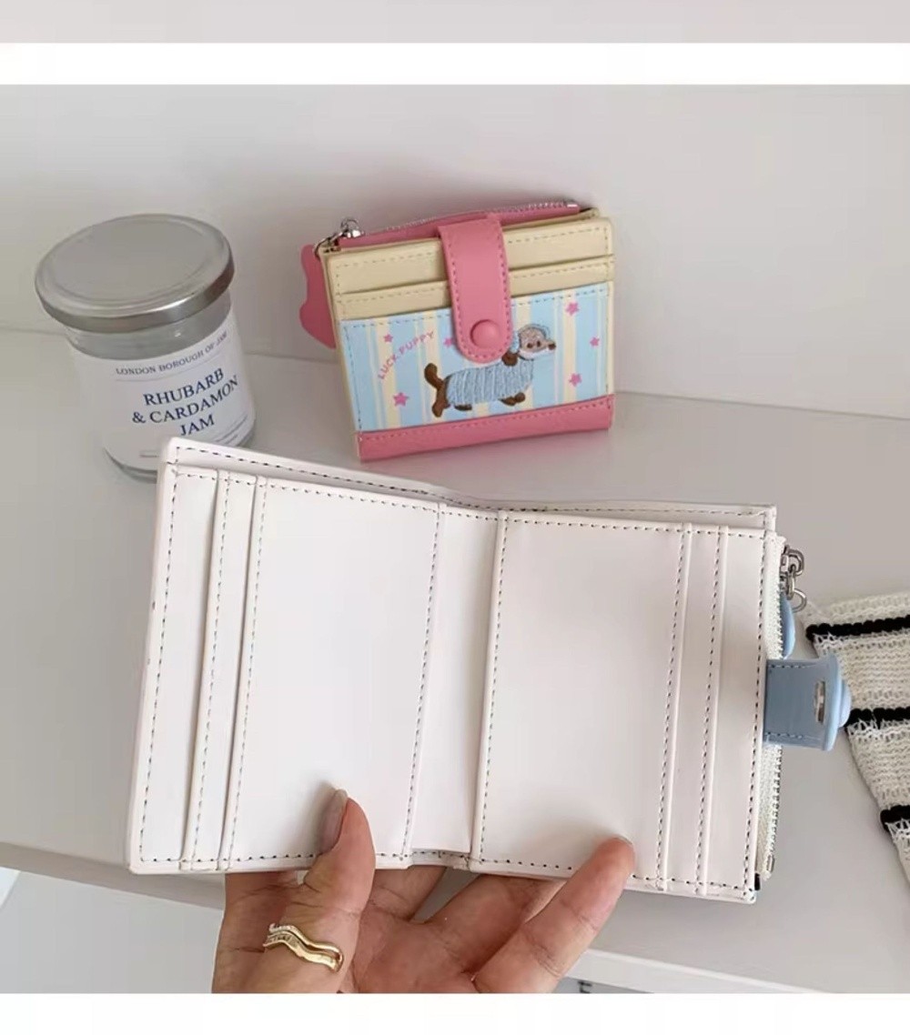 韓国風ダックスフント刺繍ショートウォレットドーパミンカラージ - Embroidery Wallet のレビューと価格