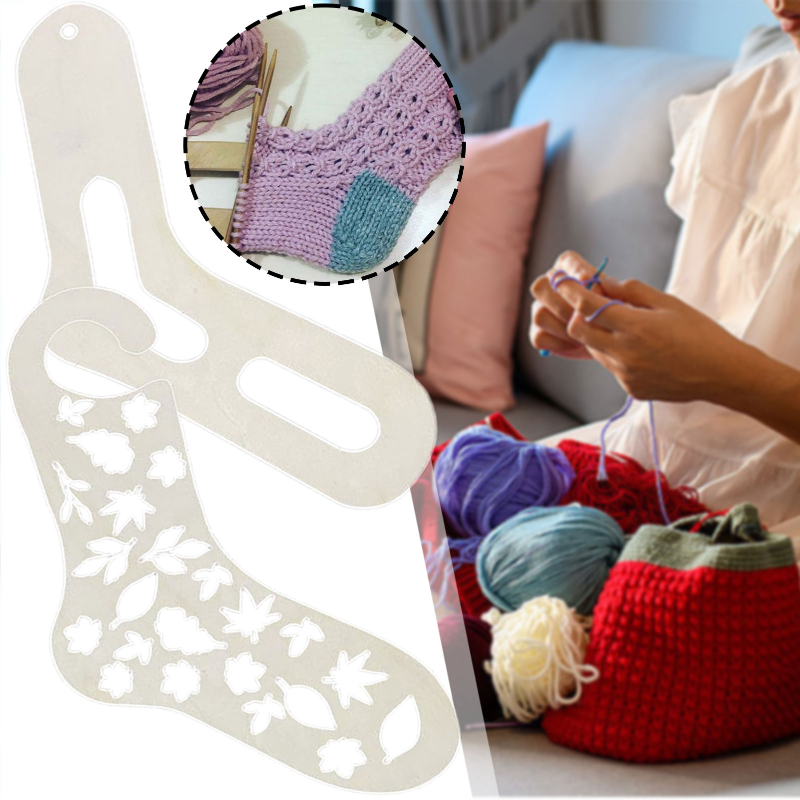 靴下ストッキング用ニットツール、光沢のあるスタイル、葉のスタ - Embroidery On Socks のレビューと価格