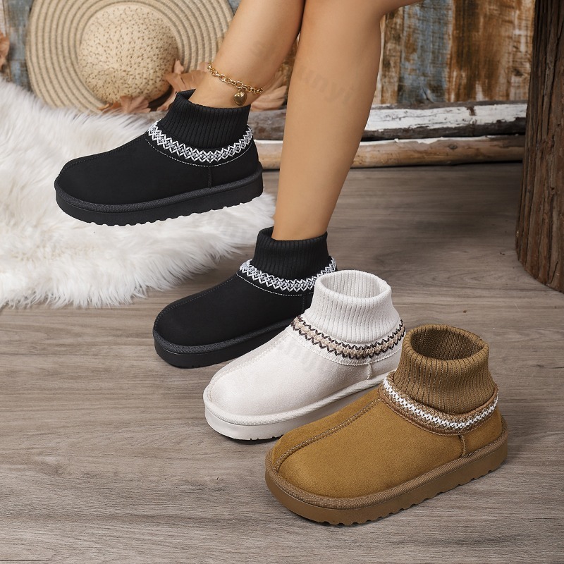 2025年冬新作ファッション多用途厚底スノーブーツ レディー - Embroidery On Socks のレビューと価格