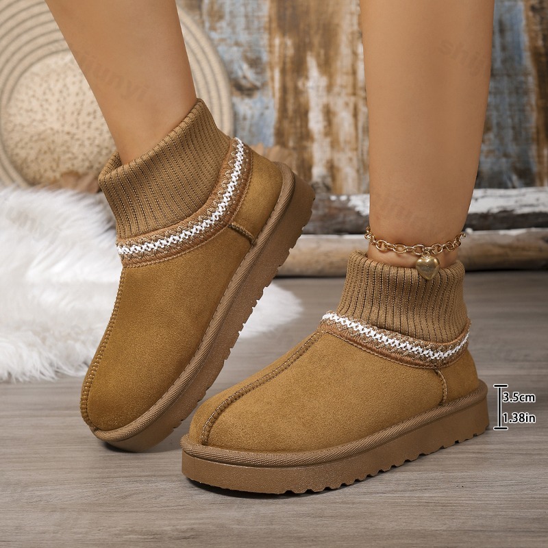 2025年冬新作ファッション多用途厚底スノーブーツ レディー - Embroidery On Socks のレビューと価格