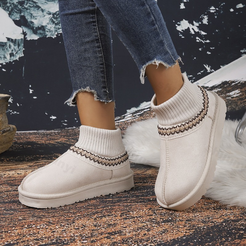 2025年冬新作ファッション多用途厚底スノーブーツ レディー - Embroidery On Socks のレビューと価格