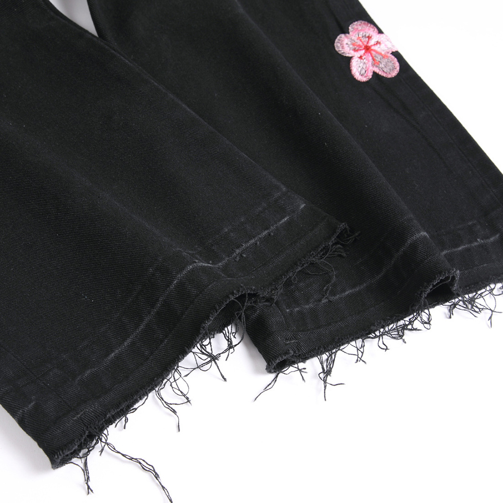 メンズ桜刺繍デニムジーンズストリートウェアブーツカットパンツ - Embroidery Jeans Sakura のレビューと価格