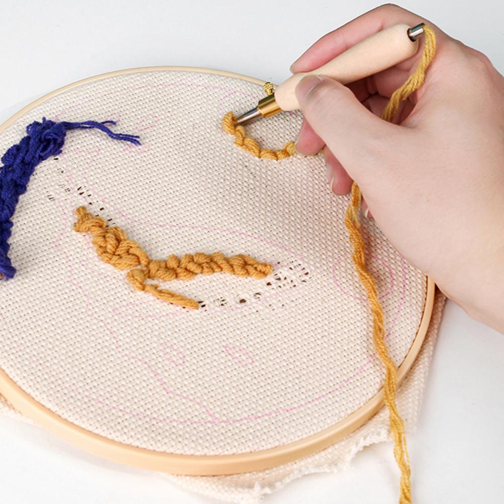 刺繍針木製ハンドル編み針刺繍パンチ針ペン織りツール DIY  - Punch Needle Handle のレビューと価格