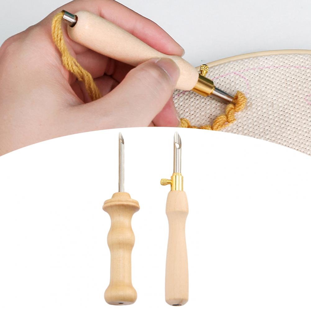 刺繍針木製ハンドル編み針刺繍パンチ針ペン織りツール DIY  - Punch Needle Handle のレビューと価格