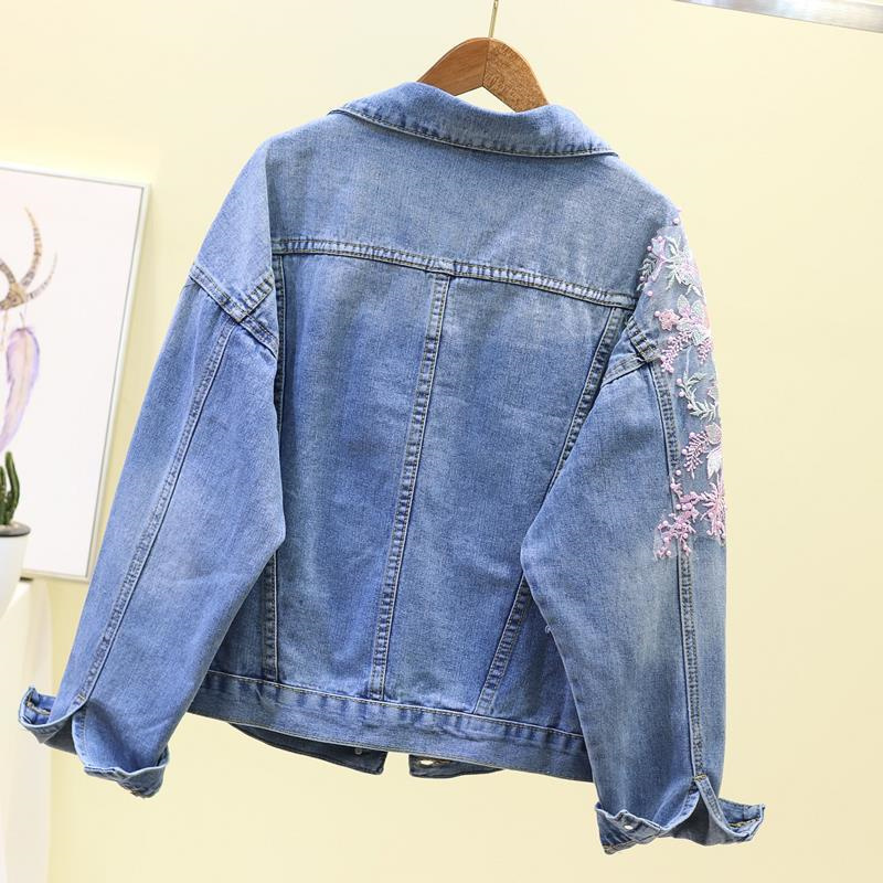2022 新刺繍デニムショートジャケット女性春秋アップリケダ - Embroidery Jeans Sakura のレビューと価格