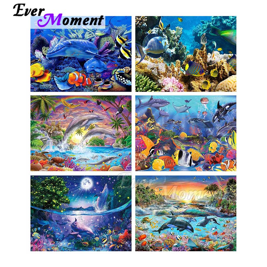 永遠の瞬間-ダイヤモンド水中世界絵画、DIYフルスクエアレジ - Embroidery World のレビューと価格