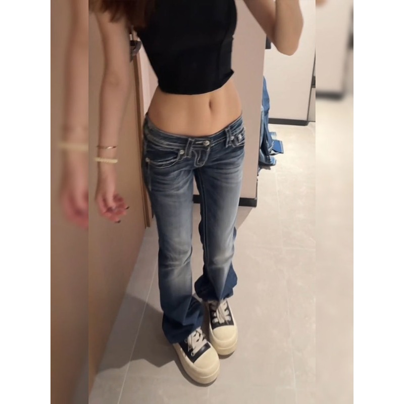 女性の Y2K ゴシック刺繍ホットダイヤモンドデニムパンツ原 - Embroidery Jeans Sakura のレビューと価格