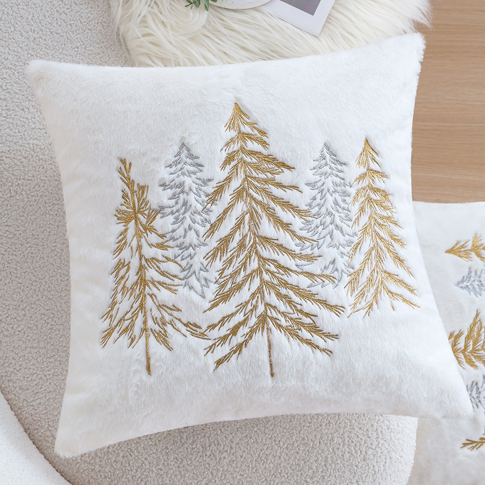 クリスマスフェイクラビットファー枕カバー 45x45cm ゴ - Embroidery Xmas のレビューと価格