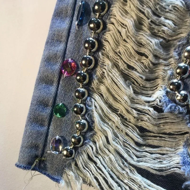 2025年夏 ショートパンツ ハイウエスト ジーンズ ホール - Embroidery Jeans Sakura のレビューと価格