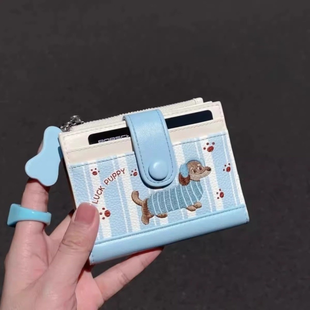 韓国風ダックスフント刺繍ショートウォレットドーパミンカラージ - Embroidery Wallet のレビューと価格